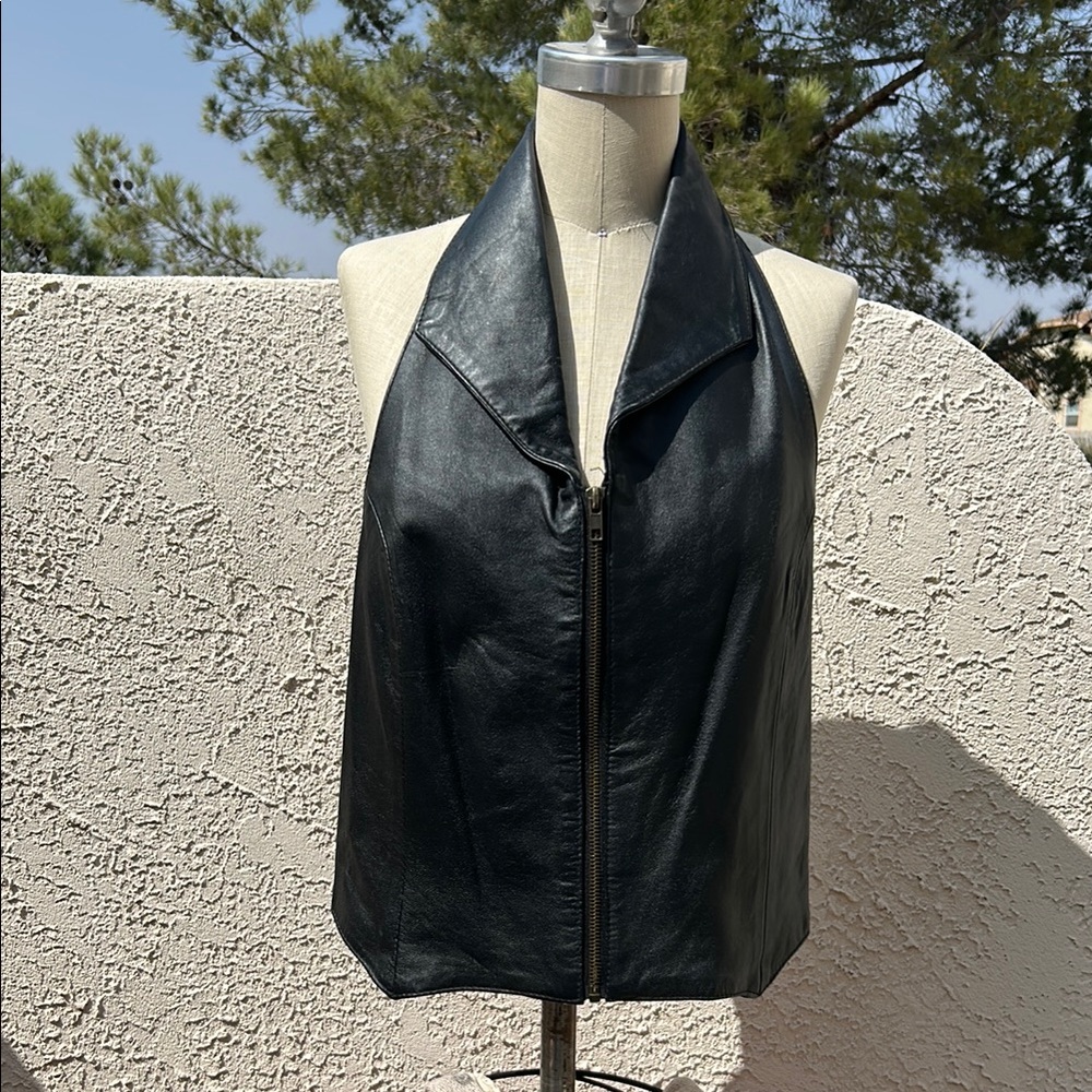 Black Leather Halter Top
